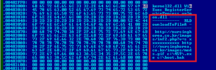 Exemplo de um código malicioso embutido em um executável